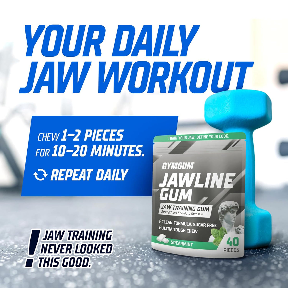 GYMGUM Jawline Gum Ultra Hard Chewing Gum | Elevated Daily Chew in a Refined Slim Sleeve for Connoisseurs