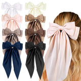 Couture Satin Hair Ribbon Clips with Long Tails – Sophisticated 8 Pack Gift Set, Romantic Luxury Hair Accessories