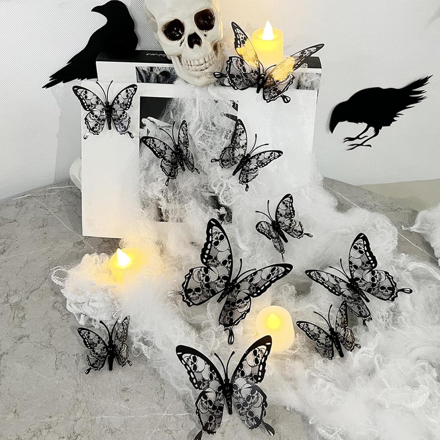 Halloween Bat Wall Decor Gift – 72 Pcs 3D PVC Bat Stickers Set for Halloween Lovers, Housewarming and Birthday Present Idea
