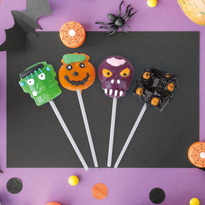 Halloween Lollipops for Trick or Treat Night - Individually Wrapped Monster and Pumpkin Suckers for Kids Party Favors and Goody Bags