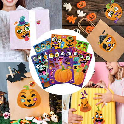 Halloween Party Favor Stickers for Kids – Make-a-Face Pumpkin Pack as Stocking Stuffer and Class Gift