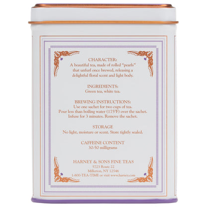 hand-rolled green and white tea pearls infused with jasmine flowers