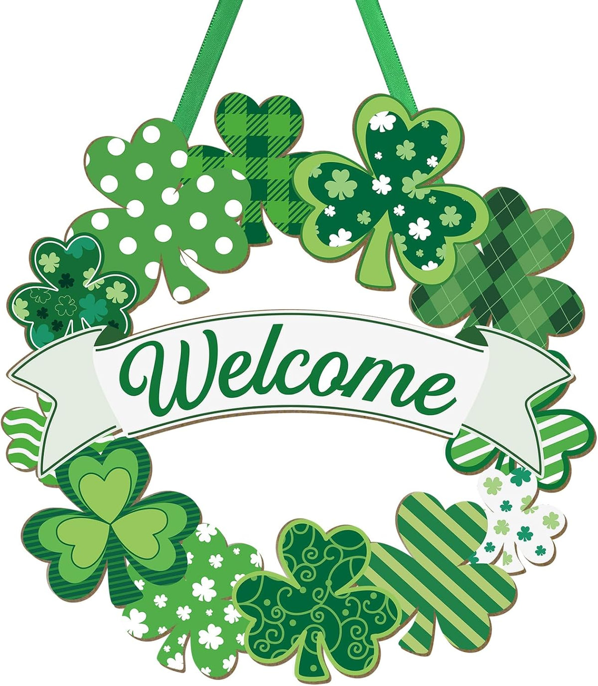 handcrafted wood material with shamrock/clover motif