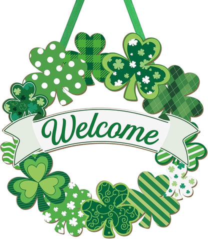 handcrafted wood material with shamrock/clover motif
