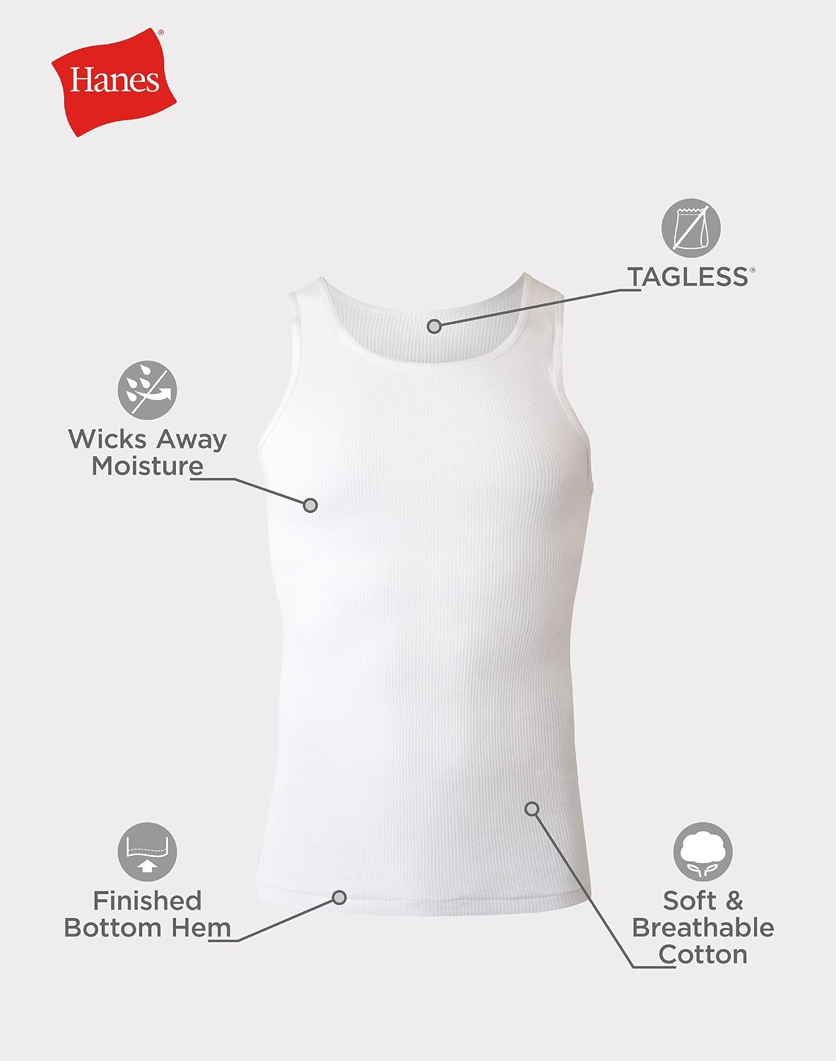 Hanes Cotton A-Shirt Pack – Effortless Everyday Layer, Timeless Design for the Refined Minimalist