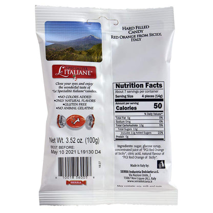 hard candy shell with natural red orange flavoring