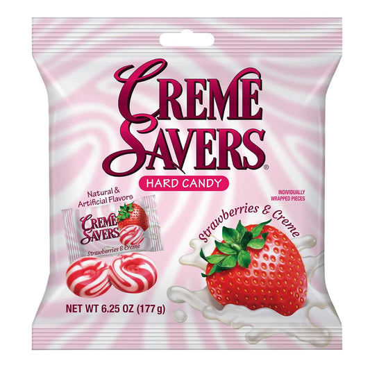 hard candy with orange-and-creme swirl flavor (plus strawberry and chocolate caramel creme variants)
