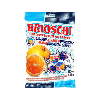 hard orange candy shell with a bursting fizzy effervescent center