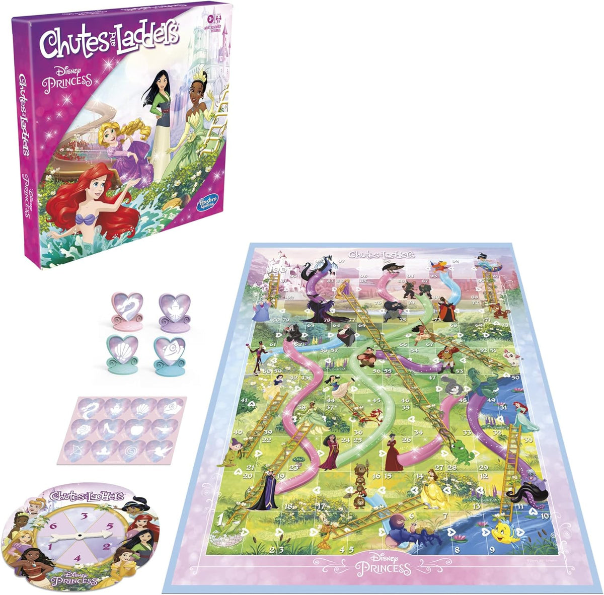 Hasbro Gaming Chutes and Ladders Disney Princess Edition – Screen-Free Indoor Game for Preschoolers Ages 3-5, Living Room and Playdate Favorite for Boys and Girls