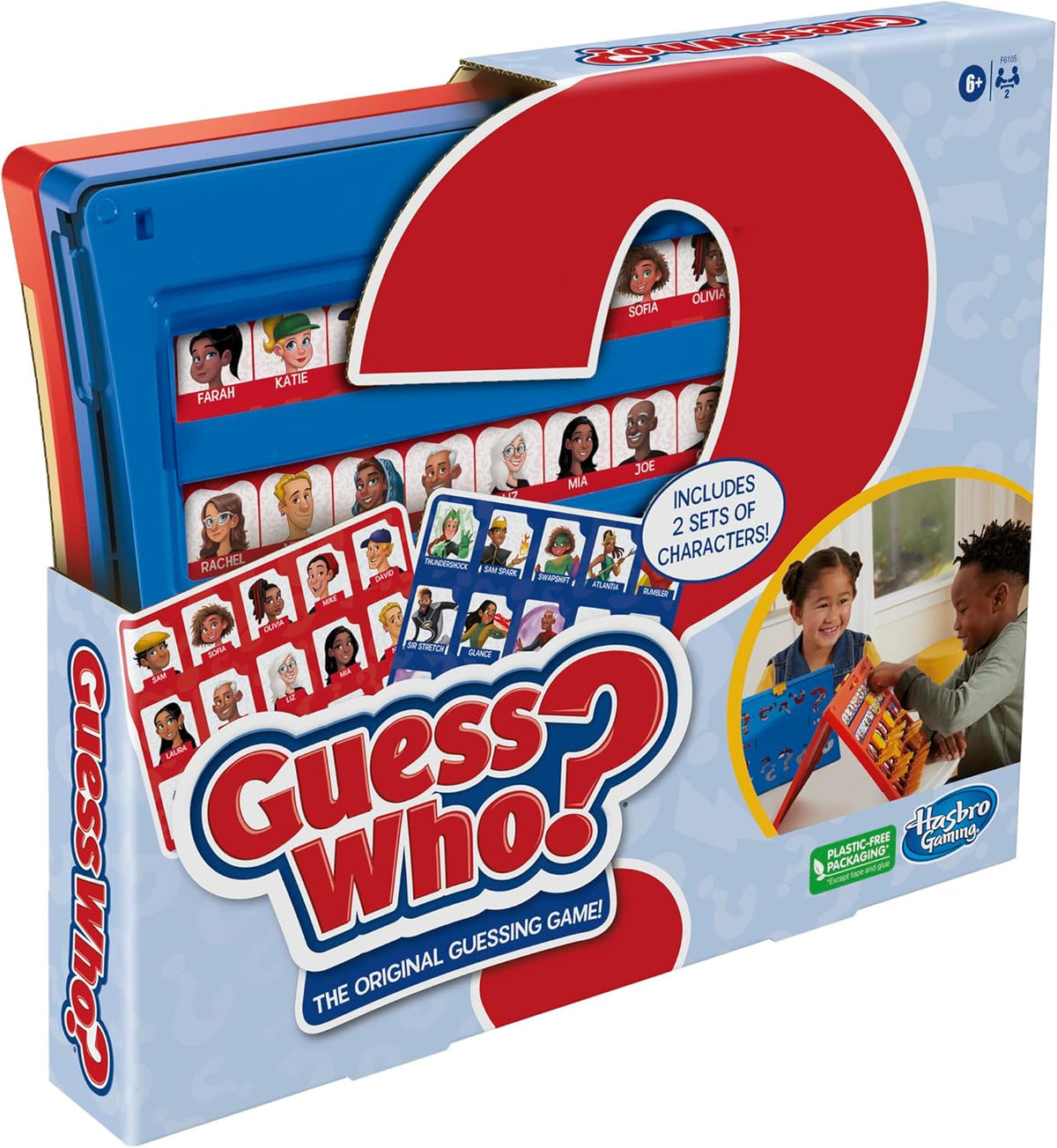Hasbro Gaming Guess Who? Original – Ready-to-Gift Guessing Game for Boys and Girls, Fold-Up Travel Case Included