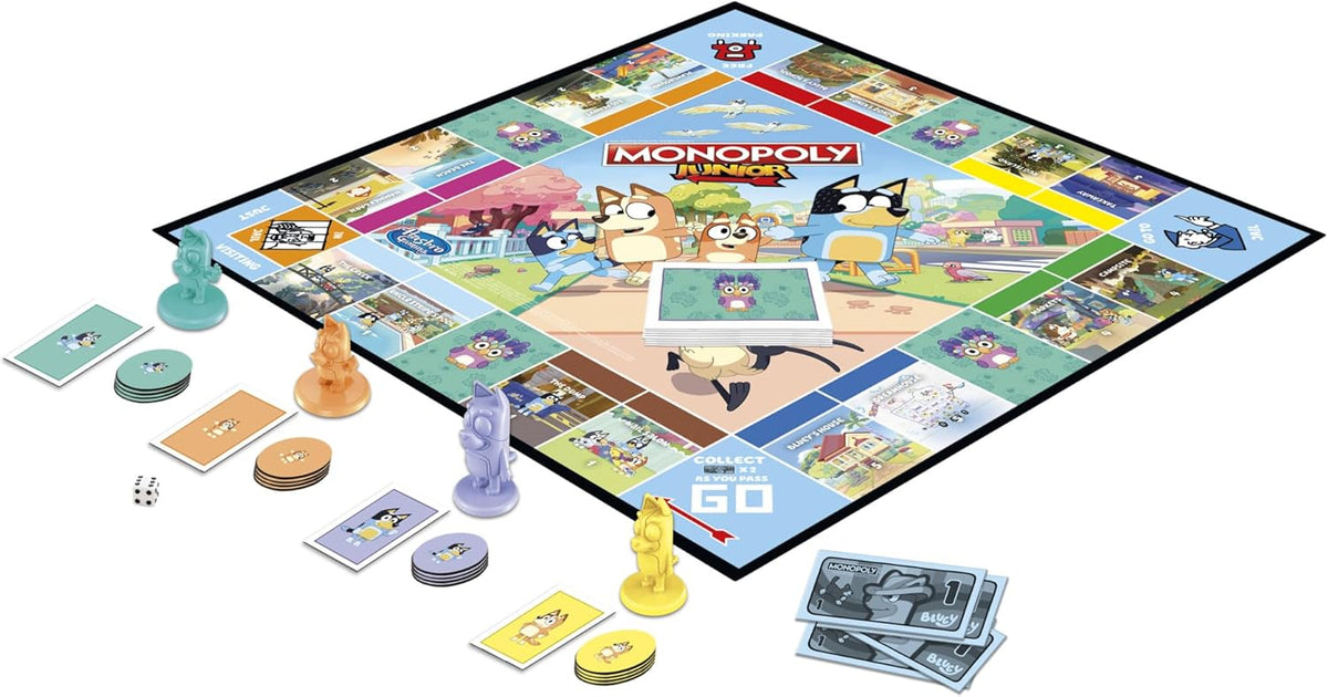 Hasbro Gaming Monopoly Junior Bluey Edition Board Game – Birthday Gift for Bluey Fans Ages 5+