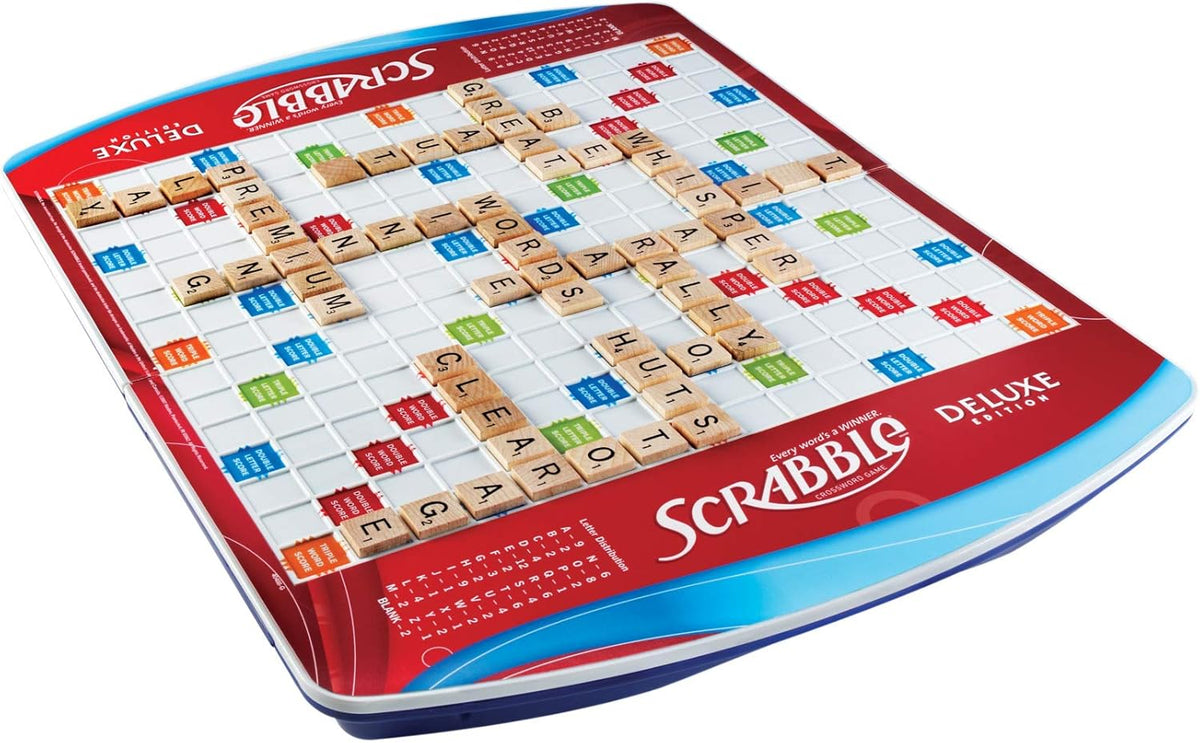 Hasbro Gaming Scrabble Deluxe Edition – Thoughtful Housewarming Gift for Adults, Wooden Tiles and Curved Racks