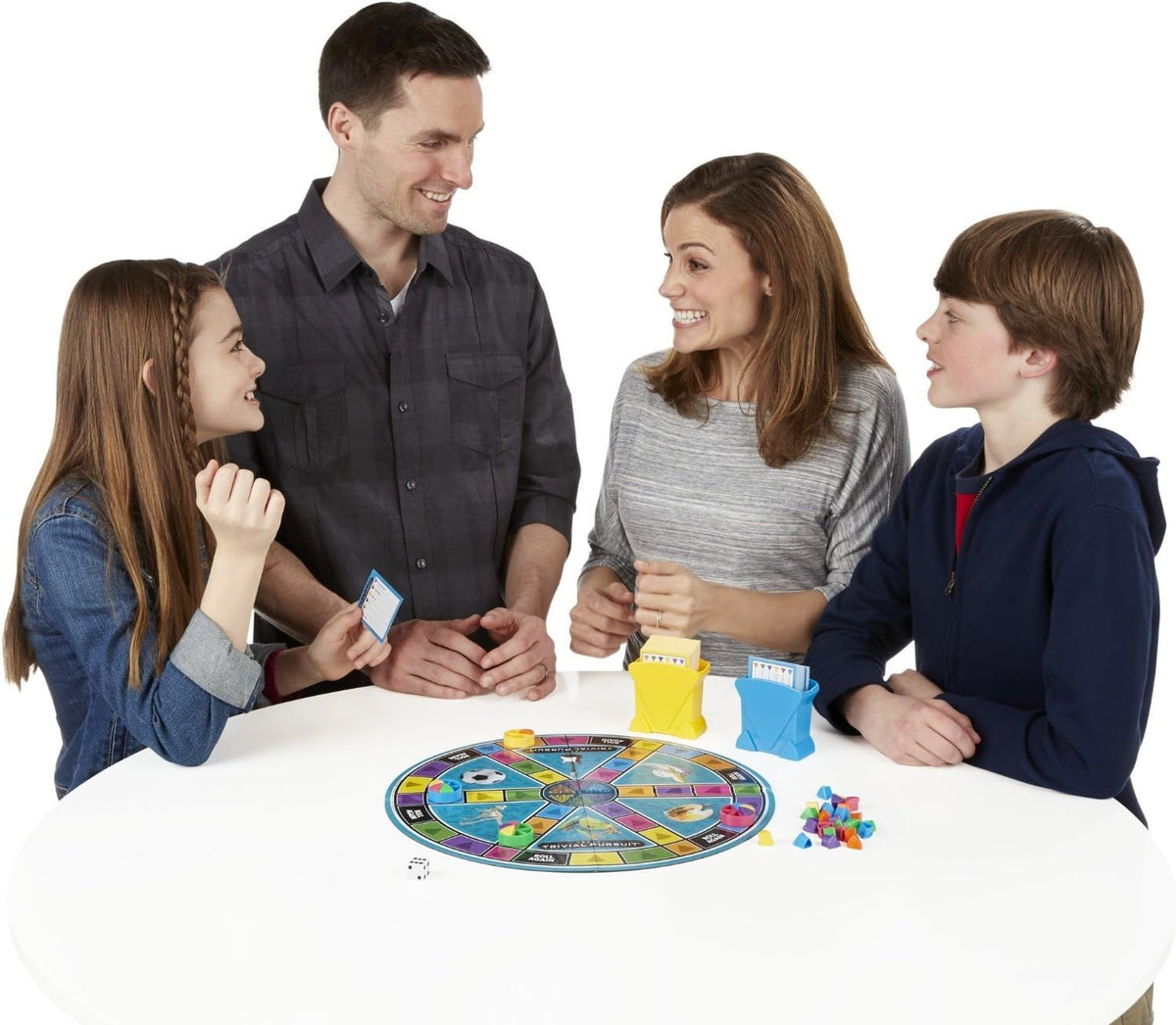 Hasbro Gaming Trivial Pursuit Family Edition – Kid-Friendly Trivia Board Game with Separate Blue and Yellow Question Cards