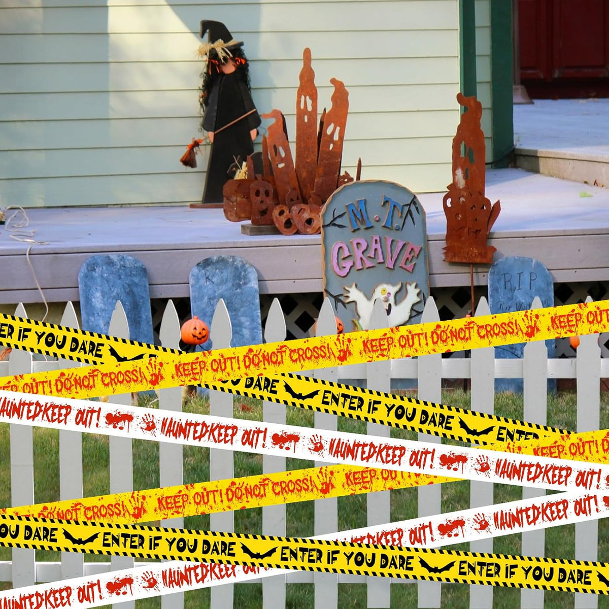 HauntHouse 3-Pack Halloween Barrier Tape – Tear Resistant Decoration for Porch, Garden, and Camp Setup