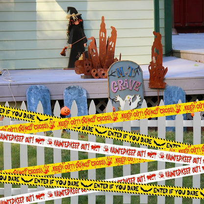 HauntHouse 3-Pack Halloween Barrier Tape – Tear Resistant Decoration for Porch, Garden, and Camp Setup