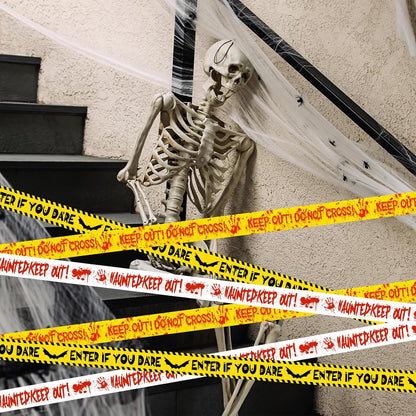 HauntHouse 3-Pack Halloween Barrier Tape – Tear Resistant Decoration for Porch, Garden, and Camp Setup