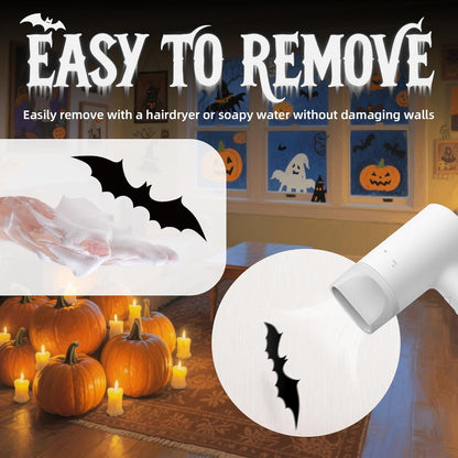 HauntNest 3D Bat Wall Set – Unique Halloween Gift for Hosts and Home Decor Lovers, 140pc Spooky Scene