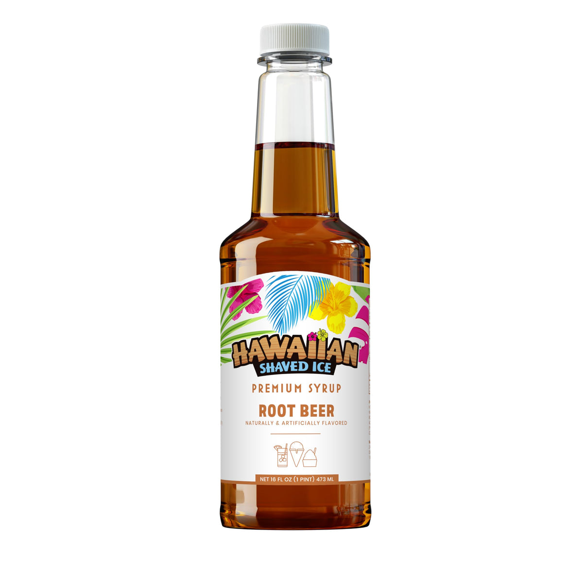 Hawaiian Shaved Ice Root Beer Syrup - Nut Soy Dairy Free - Flavor Fluffy &amp;amp; Crunchy Snow Cones - Shelf Stable - Makes 8 Servings - 16 ounces