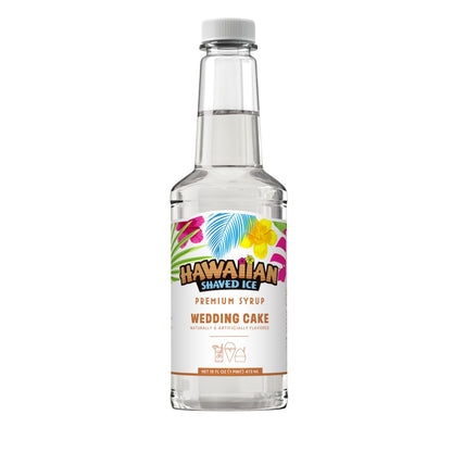Hawaiian Shaved Ice Wedding Cake Syrup - Nut Soy Dairy Free - Flavor Fluffy &amp;amp; Crunchy Snow Cones - Shelf Stable - Makes 8 Servings - 16 ounces