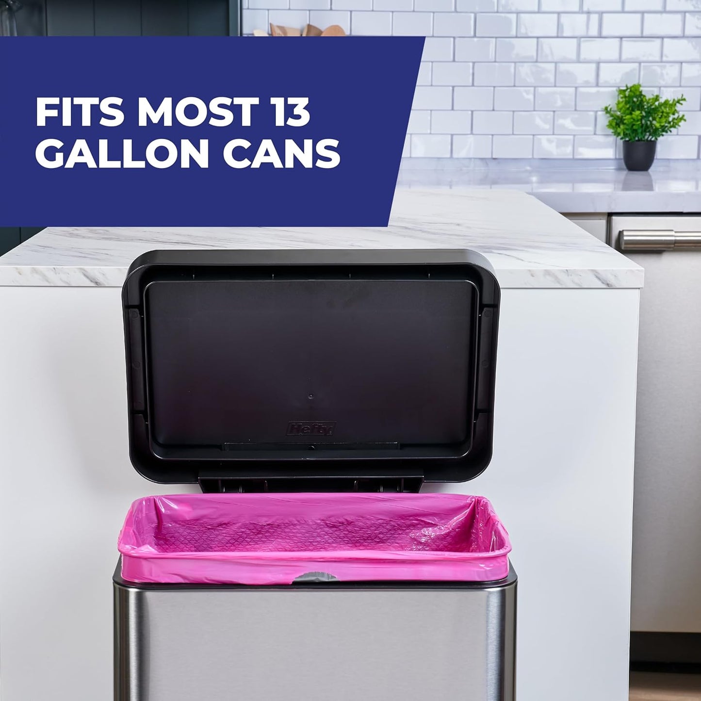 Hefty Ultra Strong 13 Gallon Trash Bags – Efficient Bulk Supply for Busy Home Offices and Meal Preppers, Pink Fabuloso Watermelon 110 Bags