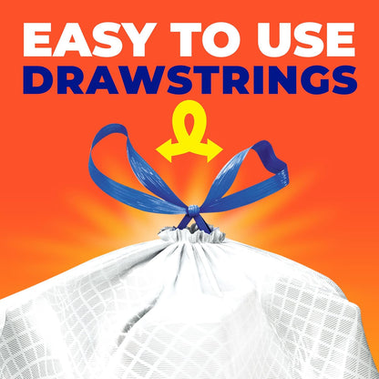 Hefty Ultra Strong 20 Gallon Trash Bags, Break-Resistant Drawstring Tall Kitchen Bags That Prevent Spills on the Way to the Curb
