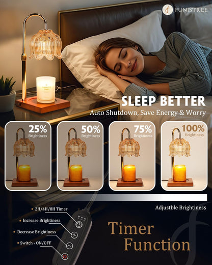 height-adjustable lamp head ranging from 11.43" to 13.79" to fit all jar candle sizes