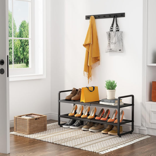 height-adjustable shelf tiers that accommodate tall boots