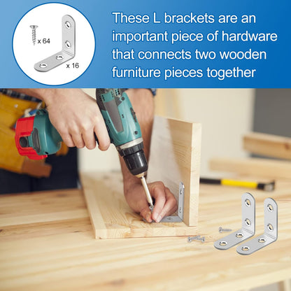 HENSUN L Bracket Set – Minimalist Furniture Hardware, Flush-Mount Stainless Steel Braces for Clean Wood Joints