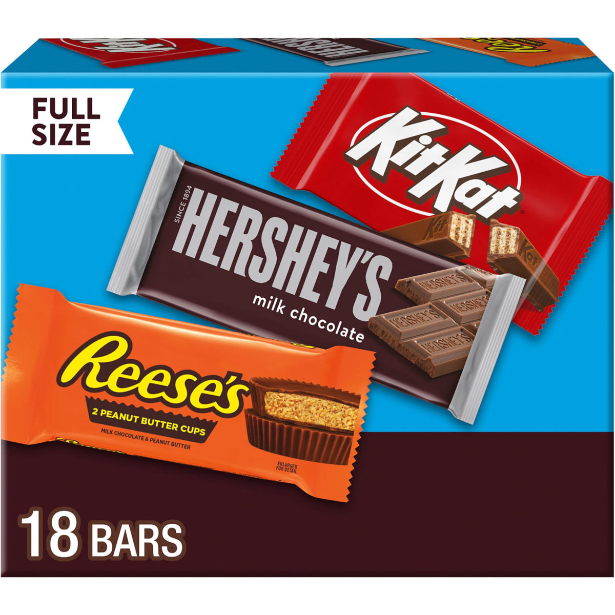 HERSHEY&amp;#39;S, KIT KAT and REESE&amp;#39;S Assorted Milk Chocolate Candy Variety Box, 27.3 oz (18 Count)
