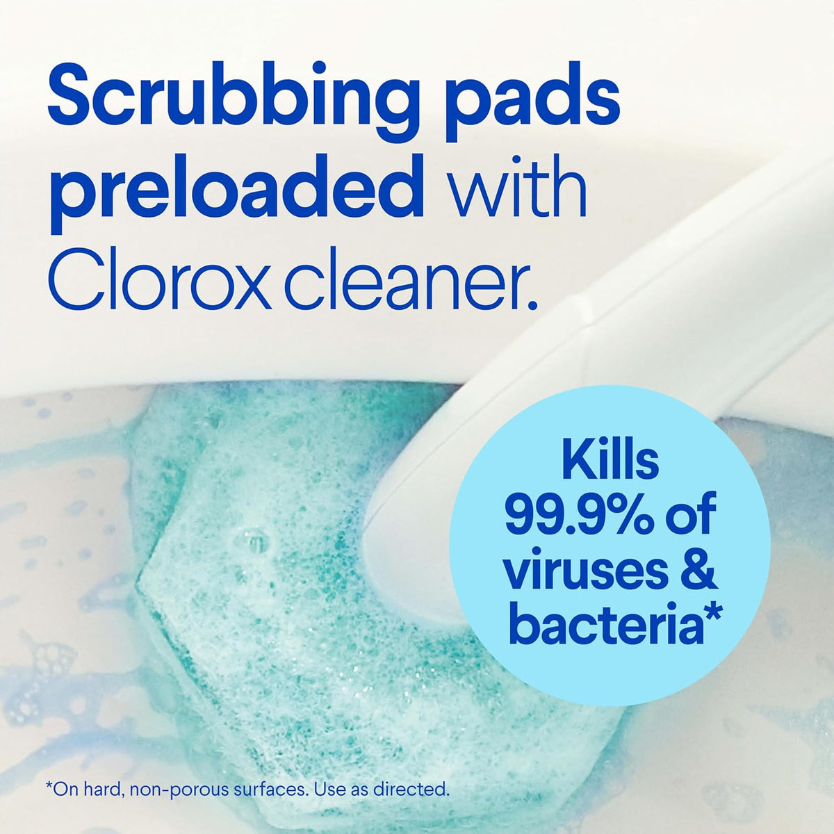 hexagonal pad geometry designed to reach under the toilet rim