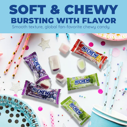 HI-CHEW Assorted Fruit Chewy Candy – Road Trip Car Console and Camping Snack Stash, 2lb Bulk Bag of 185+ Individually Wrapped Pieces