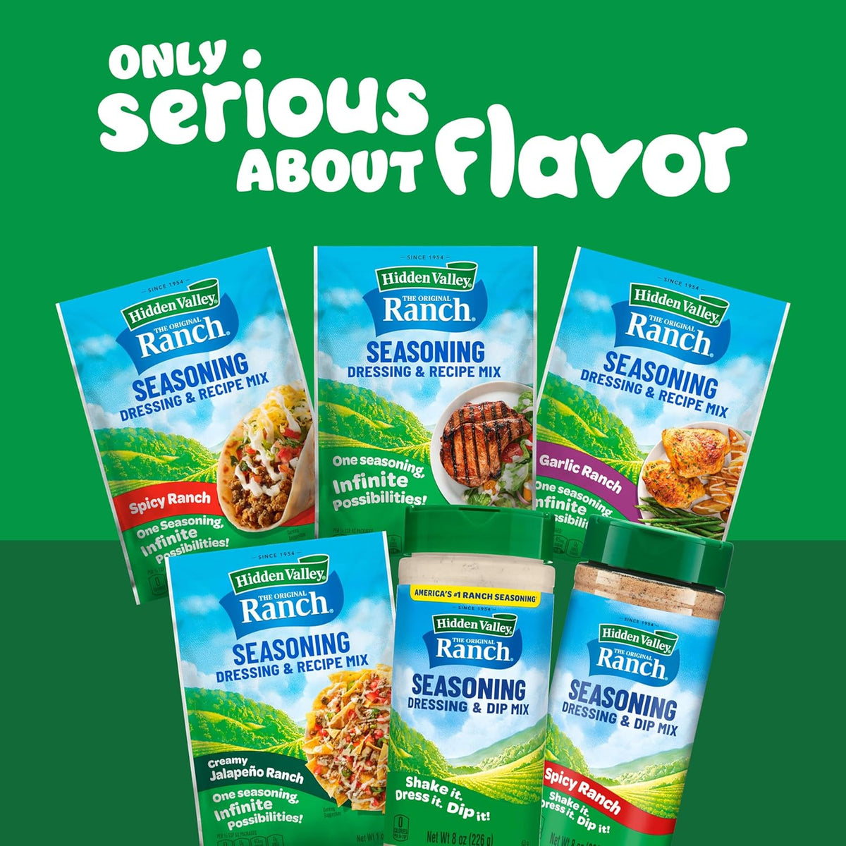 Hidden Valley Original Ranch Seasoning Mix - Tailgate and Backyard BBQ Dry Rub and Dipping Blend, 8 oz Canister