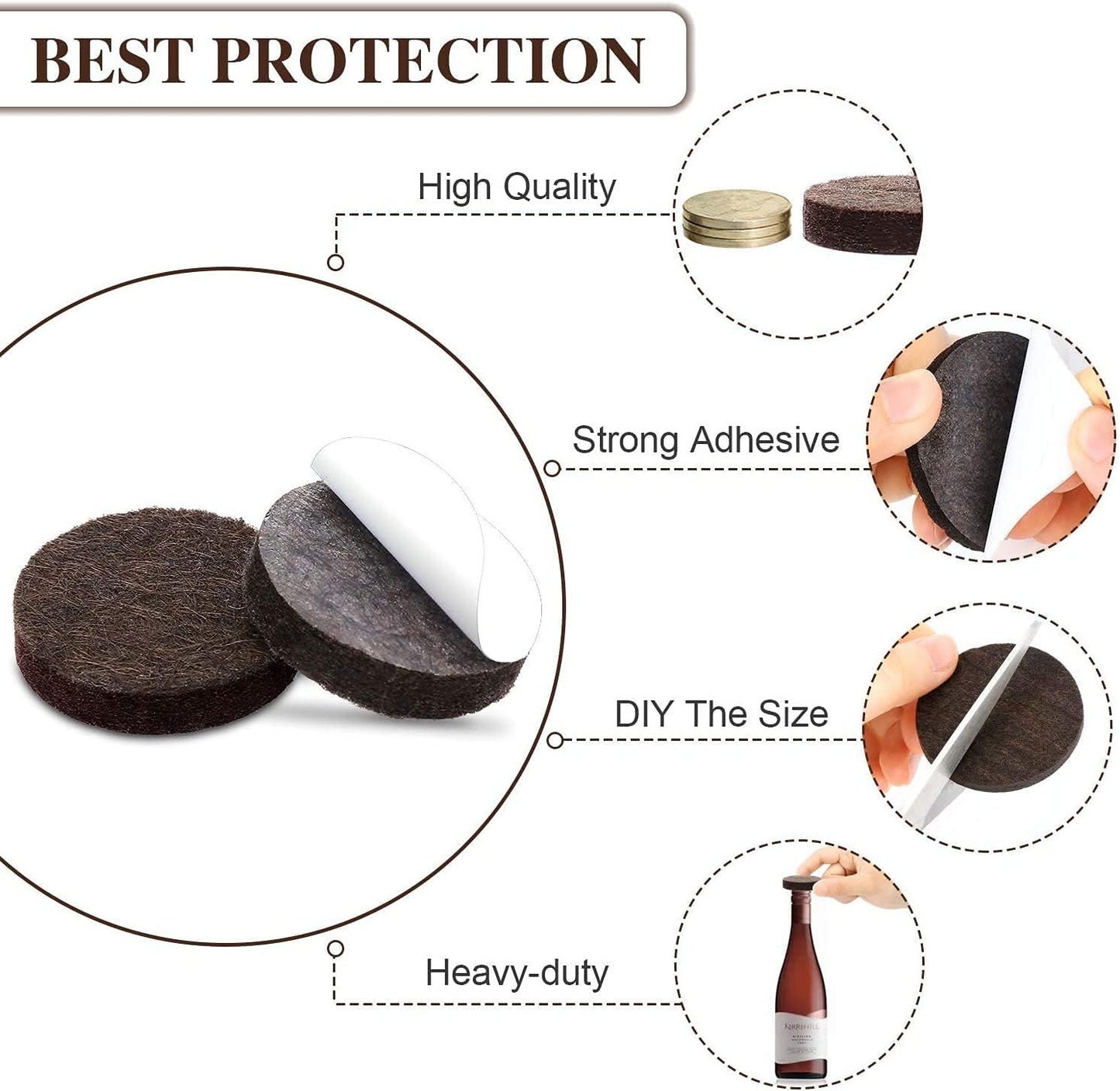 high-density felt construction for longer wear under heavy furniture