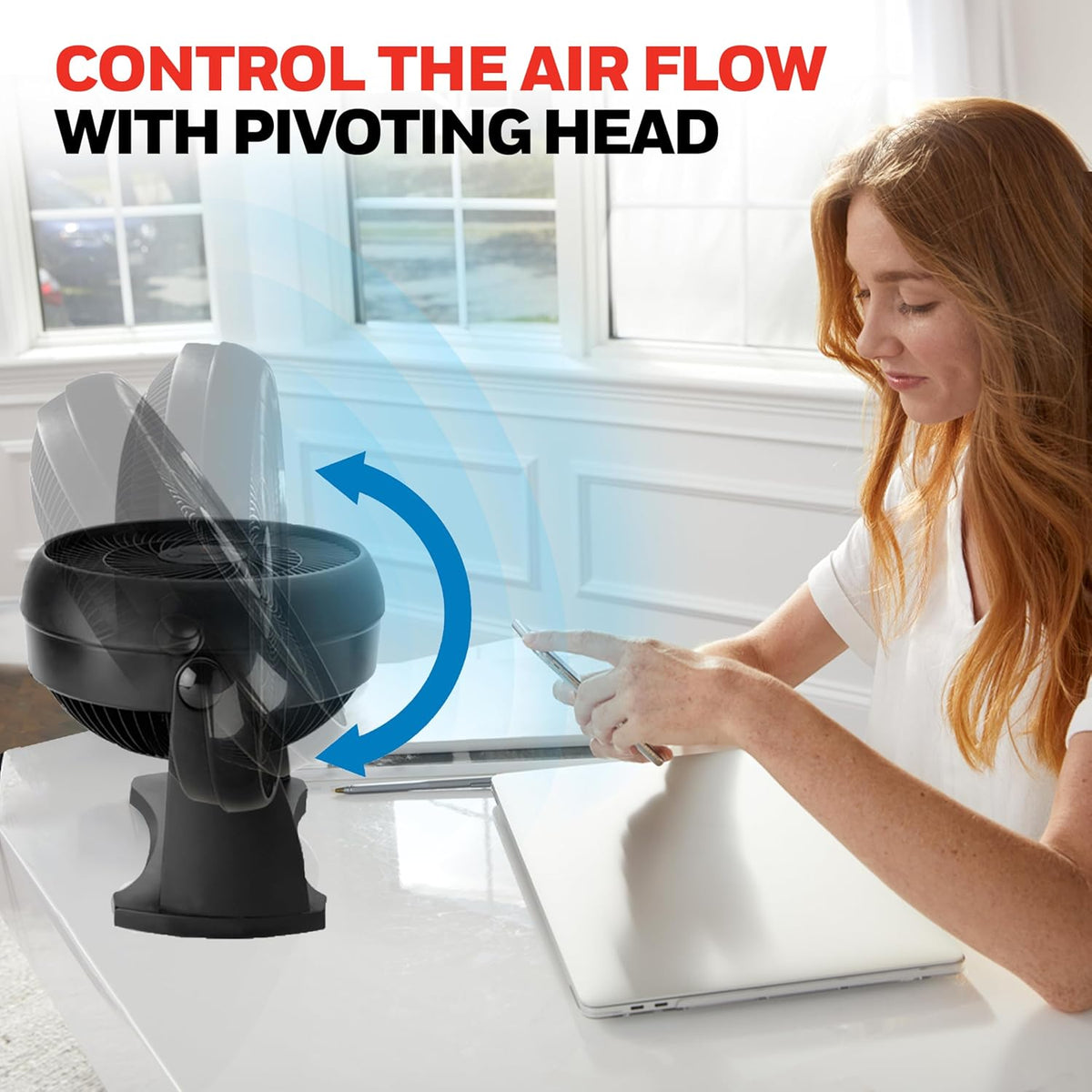 high-efficiency design engineered to be 25% quieter than similar-sized air circulators