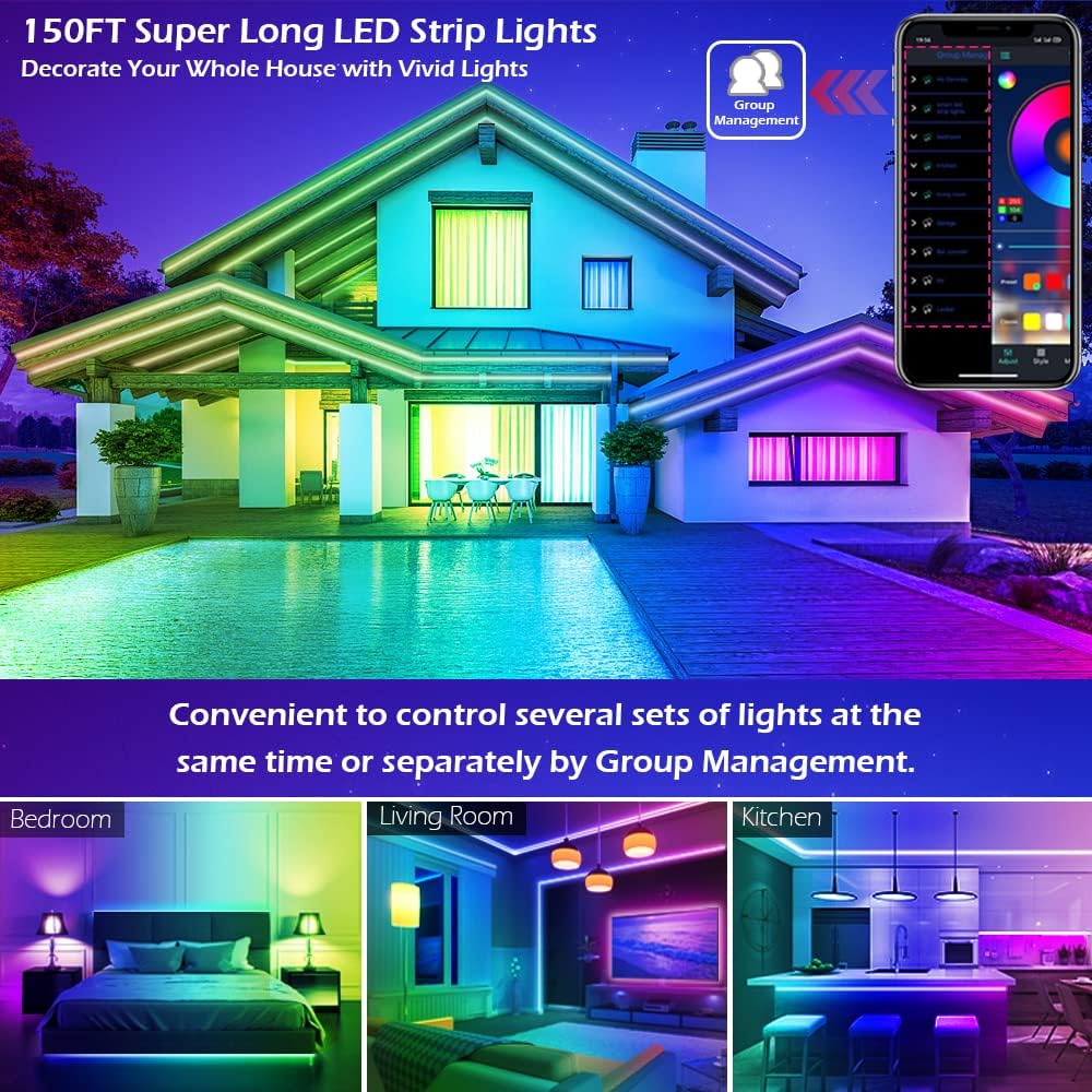 HiLighting 300FT LED Strip Lights with Music Sync – Affordable Housewarming Gift and Birthday Gift for Women, Men and Teens
