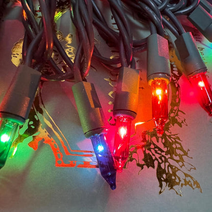 HISHINY Outdoor Mini Lights for Bushes and Fences, 100 Count Multicolor Green Wire 21 ft, Year-Round Garden Ambiance IP44
