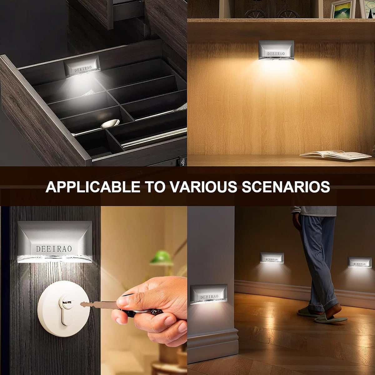 Home Keyhole Infrared PIR Wireless Auto Sensor Motion Detector LED Light Lamp – Stylish Silver Sensor Light for Entryway Decor