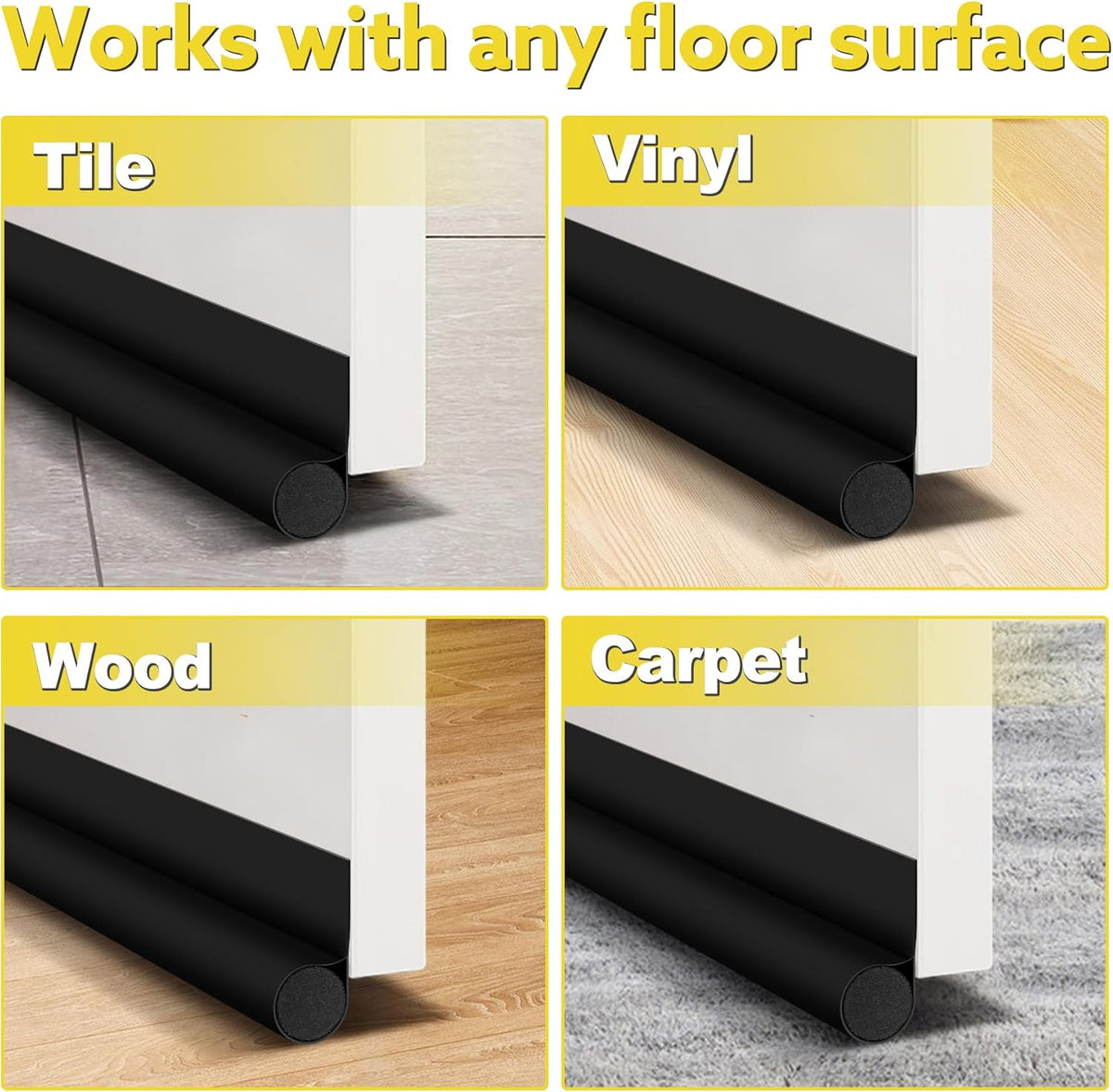 HomeProtect Stylish Door Sweep for Front and Back Doors – Trim-to-Fit Weather Stripping in Neutral Tones
