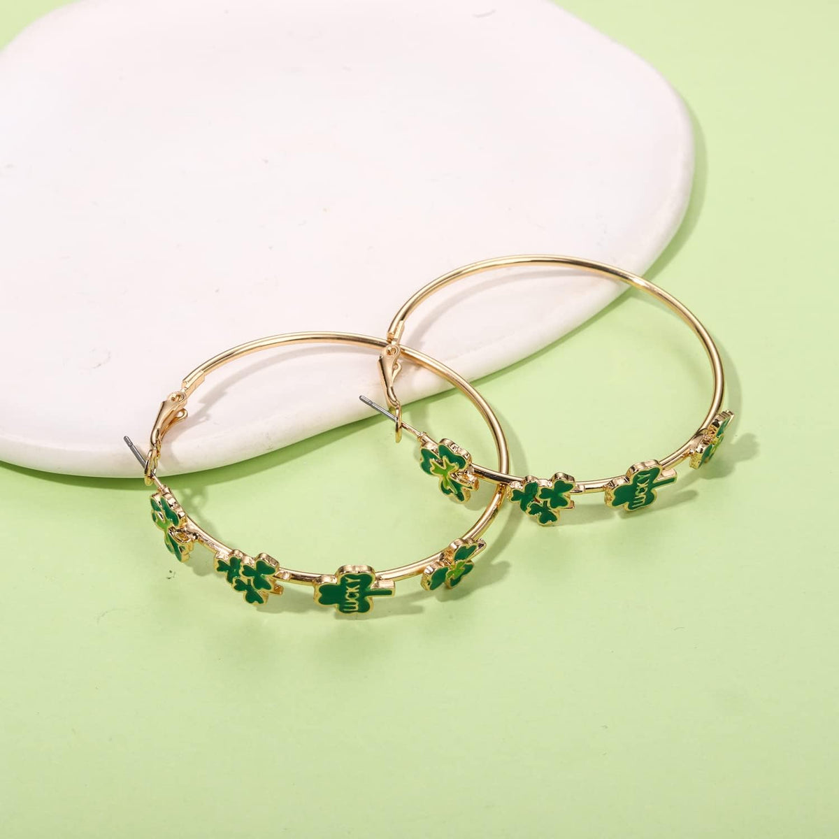 hoop earring base with multiple style variants: beaded hoop, plain hoop, drop charm hoop, and letter charm hoop