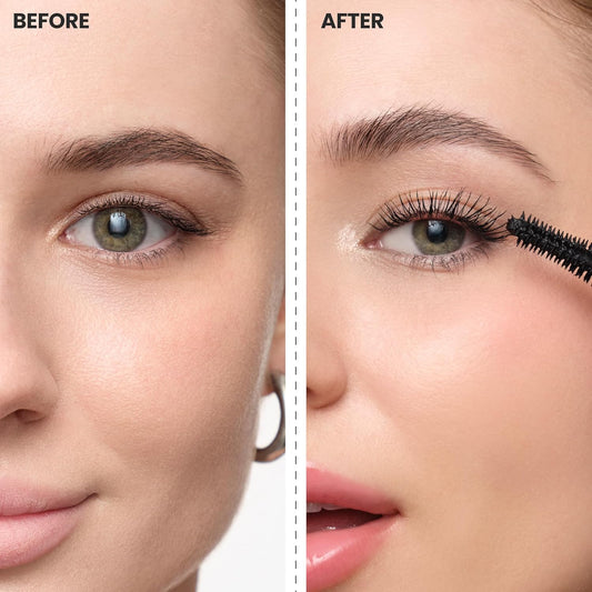 hourglass-shaped brush for full lash capture and even coating