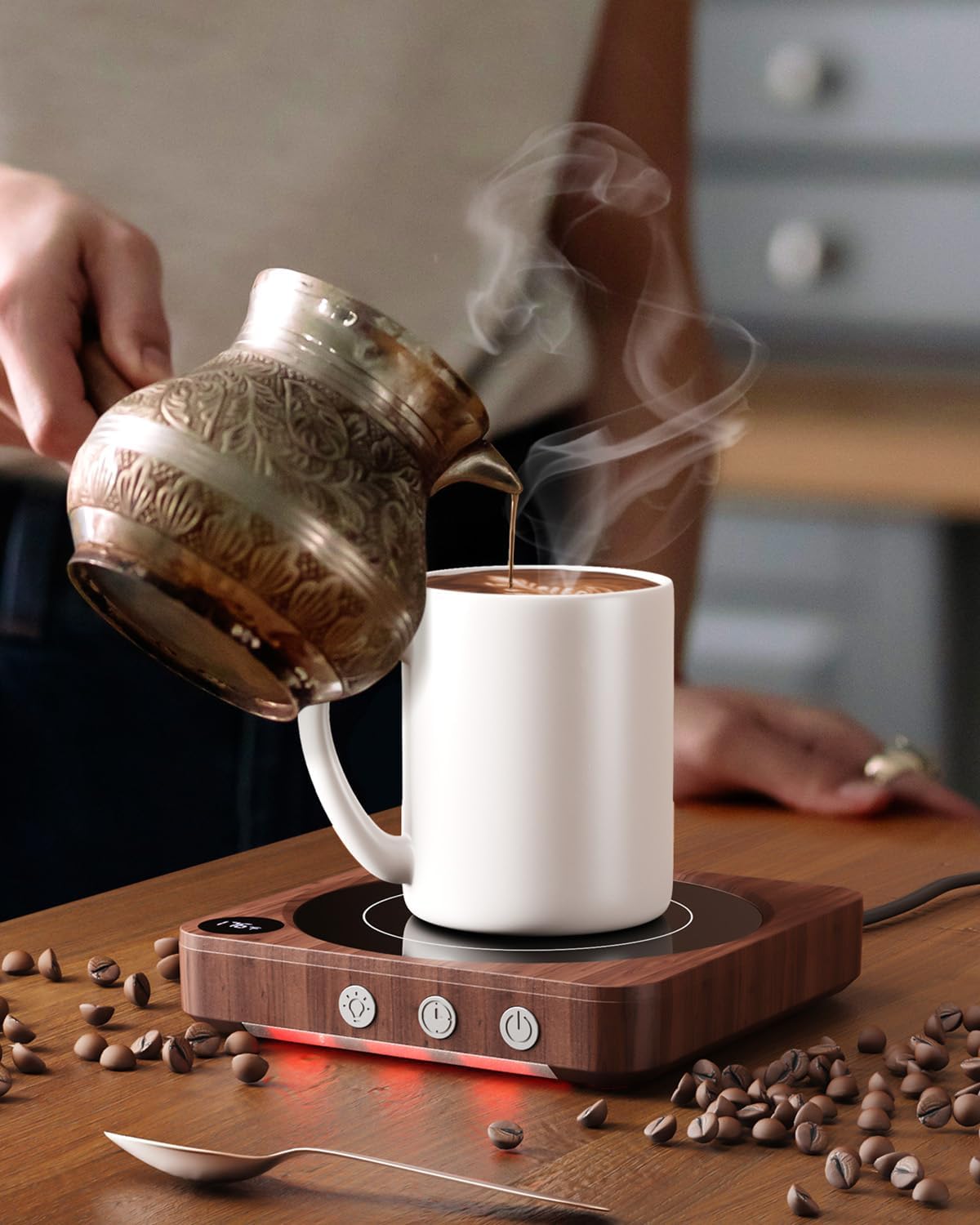 House Gem Coffee Mug Warmer for Desk, 12H Timer, Smart Memory Office Setup
