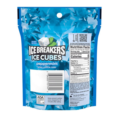 ICE BREAKERS Ice Cubes Peppermint Sugar Free Chewing Gum, 8.11 oz Bulk – Valentine's Day Classroom Exchange and Sweetheart Treat