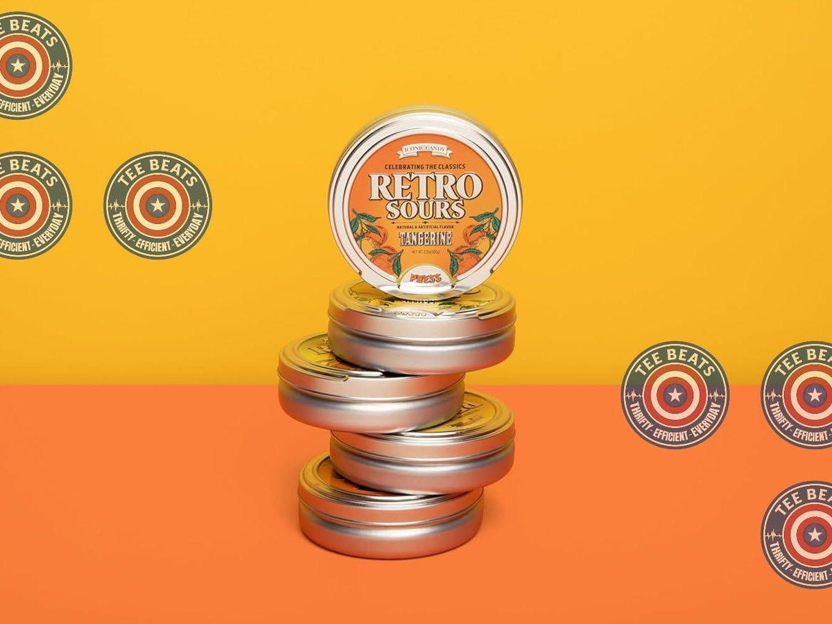 Iconic Candy Retro Sours Hard Tangy Candy Tin – Hiking and Backpacking Snack, Citrus 90s Revival Candy