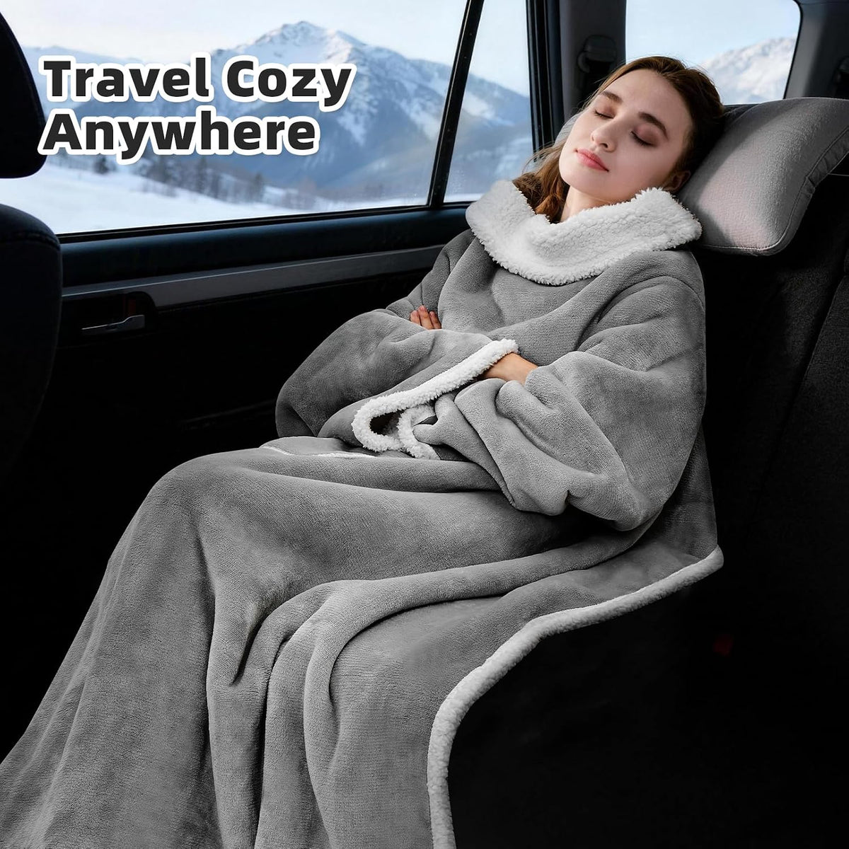 IFNOW Sherpa Wearable Blanket with Sleeves – Cozy Christmas Gift for Mom and Women Who Love to Lounge
