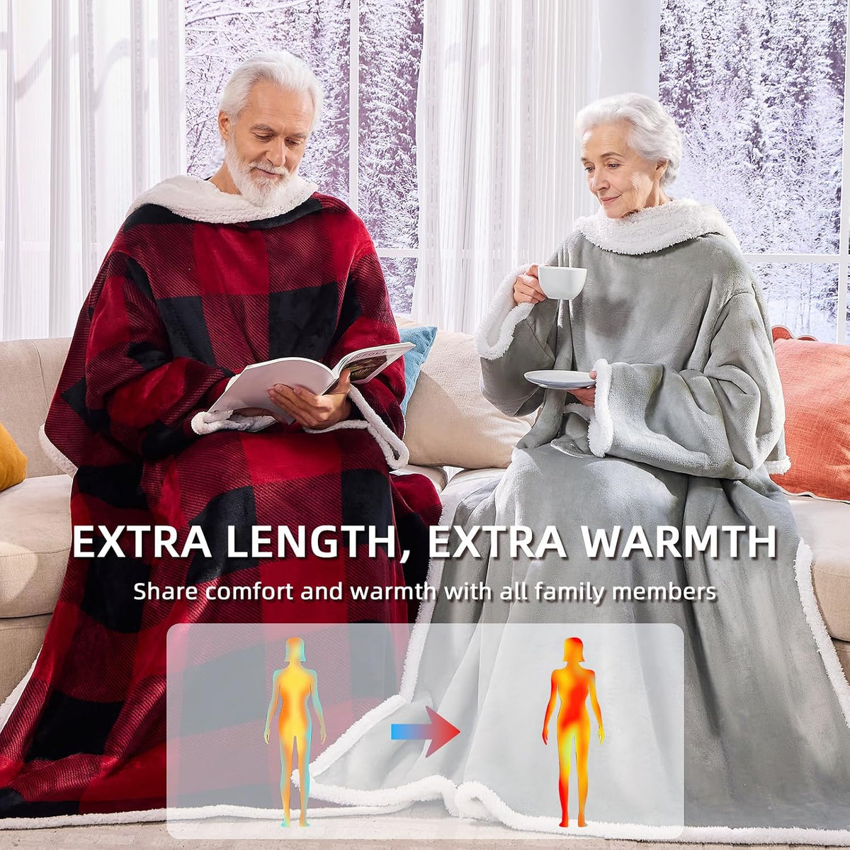 IFNOW Sherpa Wearable Blanket with Sleeves – Cozy Christmas Gift for Mom and Women Who Love to Lounge