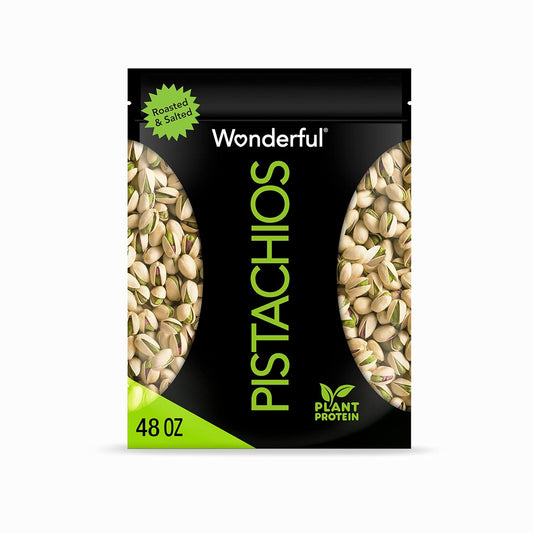 in-shell roasted whole pistachios that require cracking for built-in portion control