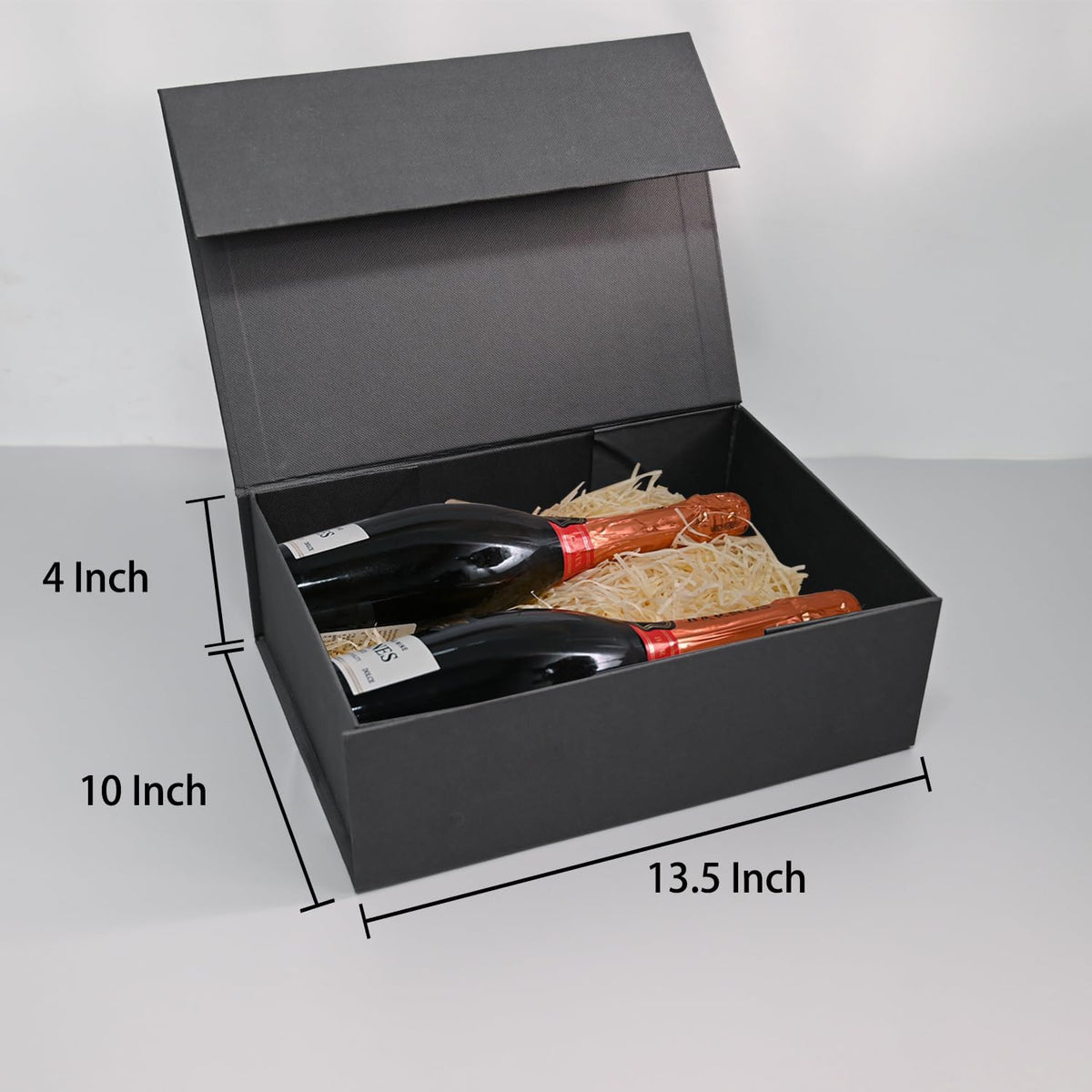 included 72-inch champagne ribbon, shredded paper filler, and gift card in every pack