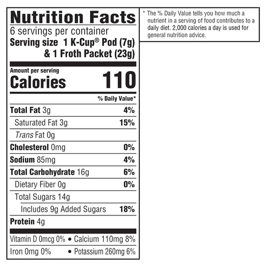 included caramel macchiato froth packets made with real milk