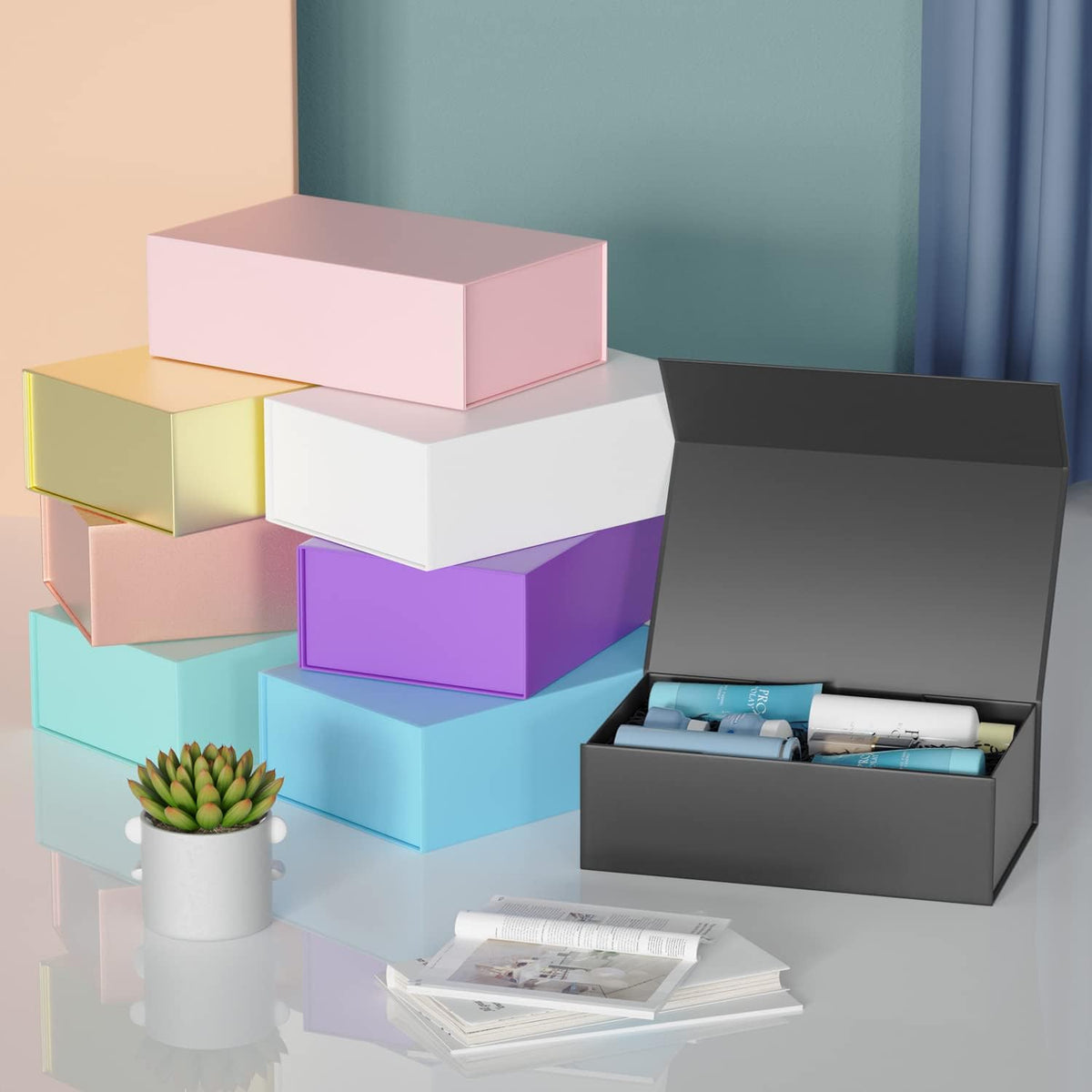 included components: lid, ribbon, and greeting sticker for instant gifting