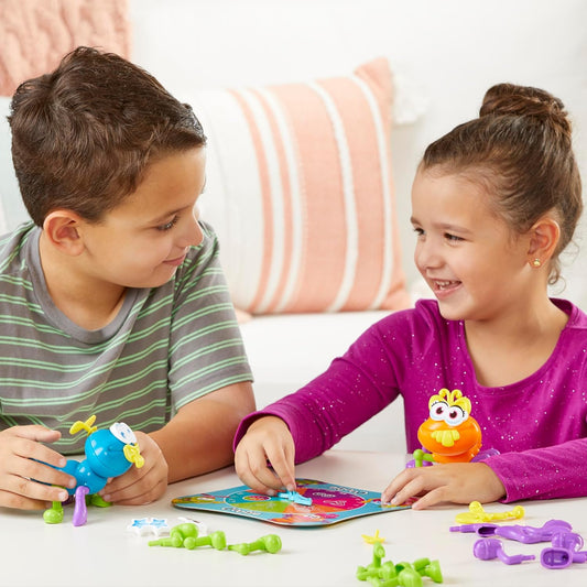 includes 4 bodies, 4 heads, 24 legs, 4 eye pieces, 4 mouth pieces, and 4 head accessories for mix-and-match combinations